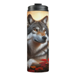 Lone Wolf in the Forest: Solitude Amidst Nature Thermal Tumbler