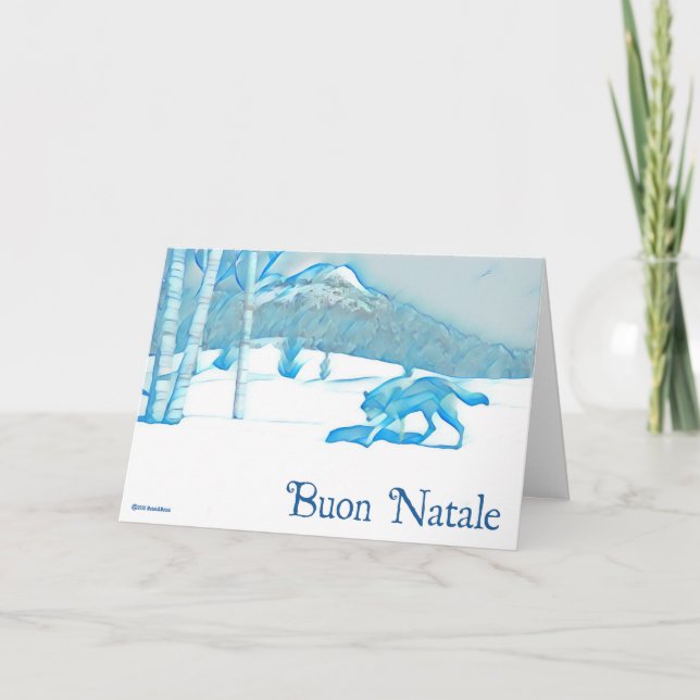 Lone Wolf In WInter - Christmas Card (Front)