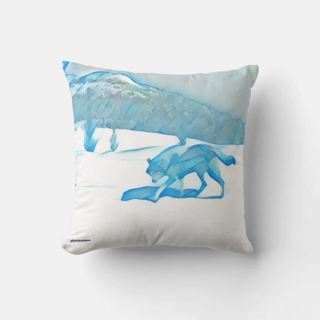 Lone Wolf In WInter Cushion (Front)