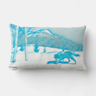 Lone Wolf In WInter Lumbar Cushion