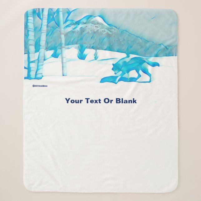 Lone Wolf In WInter Sherpa Blanket (Front)