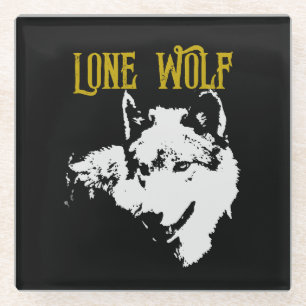 Lone Wolf Male Sigma Modern Minimalist Glass Coaster