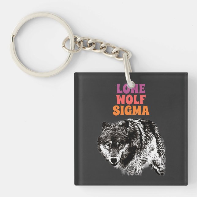 Lone Wolf Male Sigma Modern Minimalist Key Ring (Front)