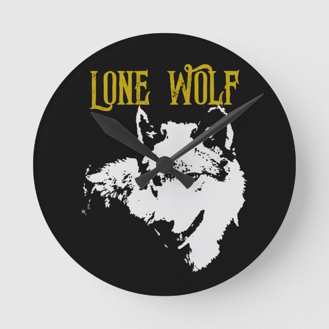 Lone Wolf Male Sigma Modern Minimalist Round Clock (Front)