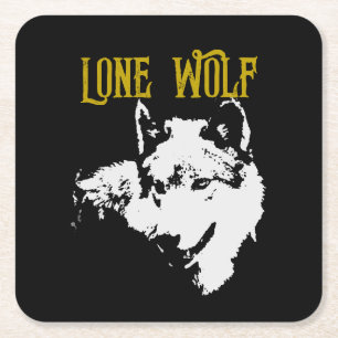 Lone Wolf Male Sigma Modern Minimalist Square Paper Coaster