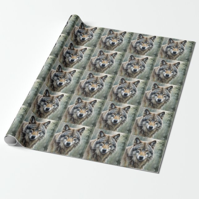 Lone Wolf Motivational Inspirational Art Wrapping Paper (Unrolled)