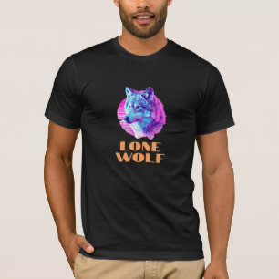 "Lone Wolf" or Your Message, Dynamic Wolf Art T-Shirt
