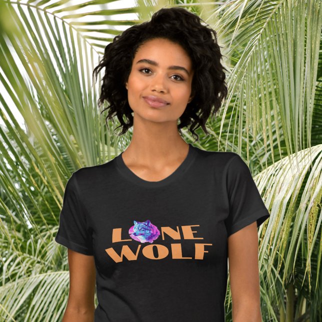 "Lone Wolf" or Your Message, Large Orange Text T-Shirt (Creator Uploaded)