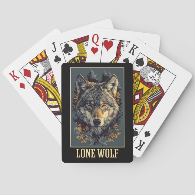 Lone Wolf Portrait Playing Cards (Back)
