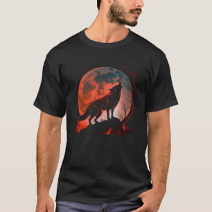 Lone Wolf Scary Werewolf Blood Full Moon Graphic T T-Shirt