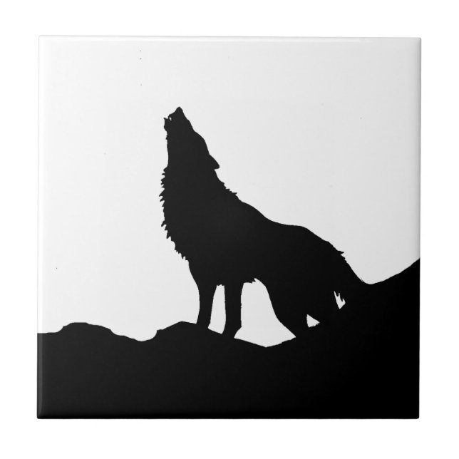 Lone Wolf Standing on a Hill Ceramic Tile (Front)