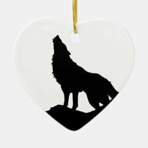 Lone Wolf Standing on a Hill Ceramic Tree Decoration