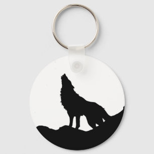 Lone Wolf Standing on a Hill Key Ring