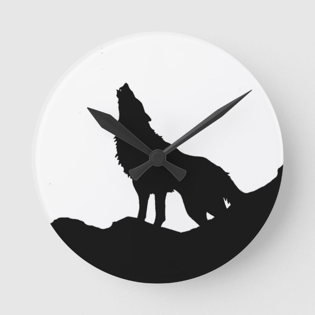 Lone Wolf Standing on a Hill Round Clock (Front)