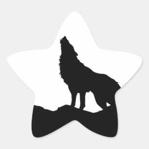 Lone Wolf Standing on a Hill Star Sticker