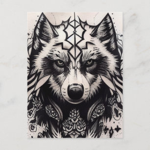 Lone Wolf Tribal Tattoo Wolves Powerwolf Pack Postcard