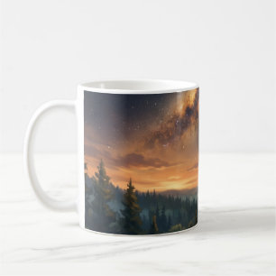 Lone Wolf Under The Starry Milky Way Sky Coffee Mug