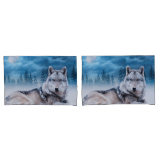Lone Wolf / Wolves Wolf Moon Moonlight Wildlife Pillowcase