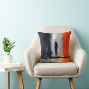 Loneliness – Abstract Figure in Urban Silence Cushion
