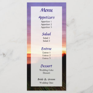 Lonely Beach at Sunrise Norfolk VA Wedding Menu... Menu