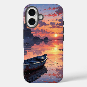 Lonely Boat at Sunset iPhone 16 Case