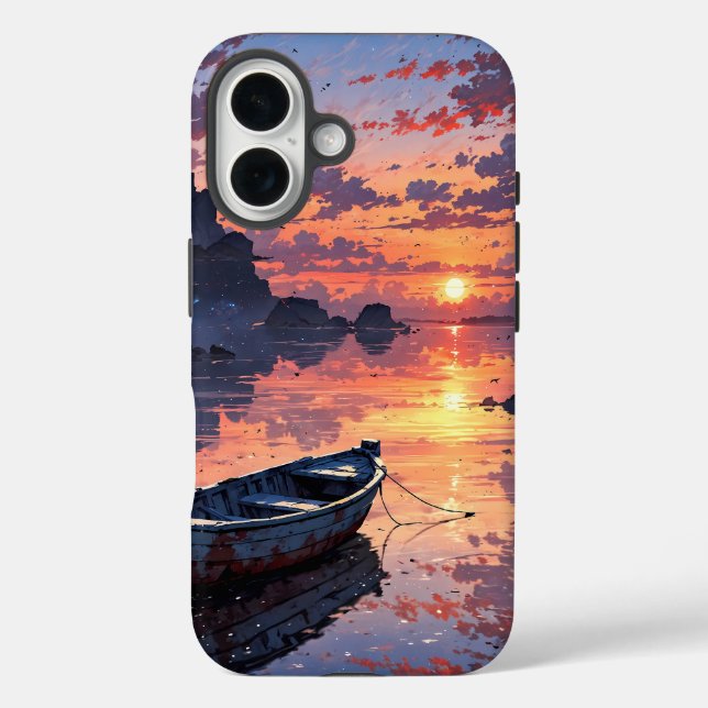 Lonely Boat at Sunset Case-Mate iPhone Case (Back)