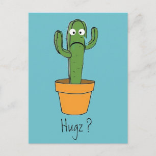 Lonely Cactus Needs a Hug Flirty Cartoon Postcard