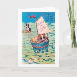 Lonely Cat at Sea, Louis Wain Card
