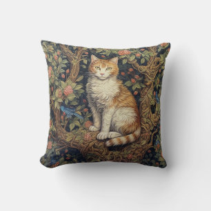 Lonely Cat In Tree, In The Style Of William Morris Cushion