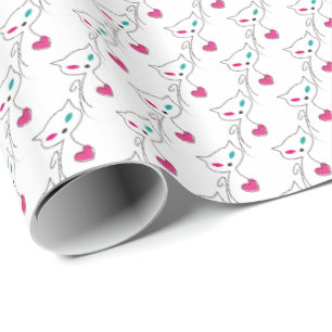 lonely cat wrapping paper