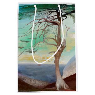 Lonely Cedar Tree Landscape Painting Medium Gift Bag