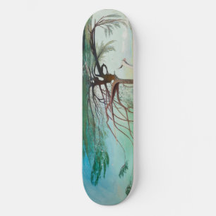 Lonely Cedar Tree Landscape Painting Skateboard