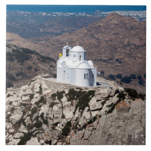 Lonely church in Greek mountains Ceramic Tile