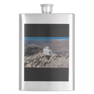 Lonely church in Greek mountains Hip Flask