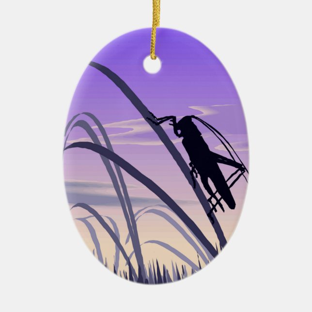 Lonely Cricket Ceramic Tree Decoration (Front)