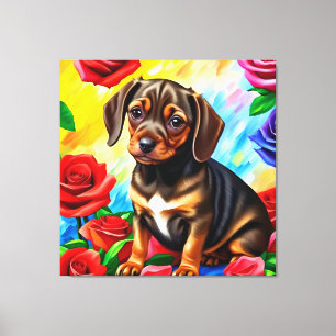 Lonely Dachshund Pug Puppy Dog Art Canvas Print