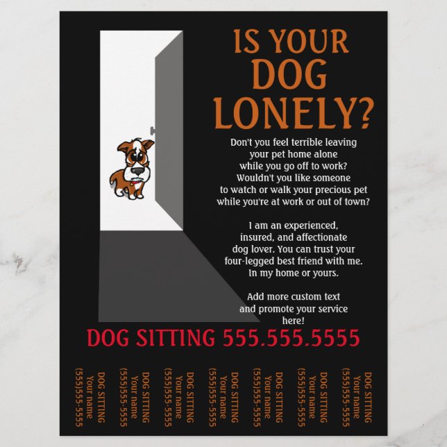 Lonely Dog Sitting.Sitter.Service.Business Flyer (Front)