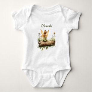 Lonely Fairy Sitting on a Log Baby Bodysuit