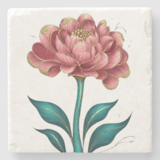 lonely gold flower minimalist zen neutral tones stone coaster