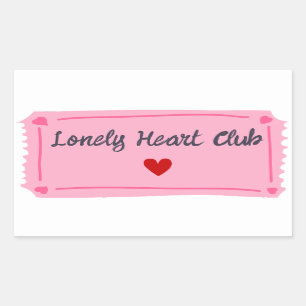 Lonely Hearts Club Valentines Day Rectangular Sticker
