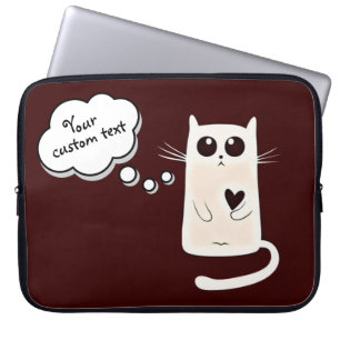 Lonely Hearts Cute Cat Custom Text Laptop Sleeve