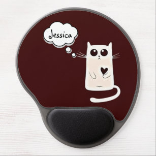 Lonely Hearts Cute Cat Personalised Gel Mouse Pad