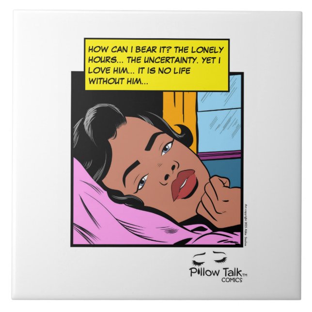 Lonely Hours Reflection Valentine Romance Ceramic Tile (Front)