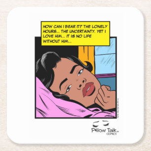 Lonely Hours Reflection Valentine Romance Square Paper Coaster