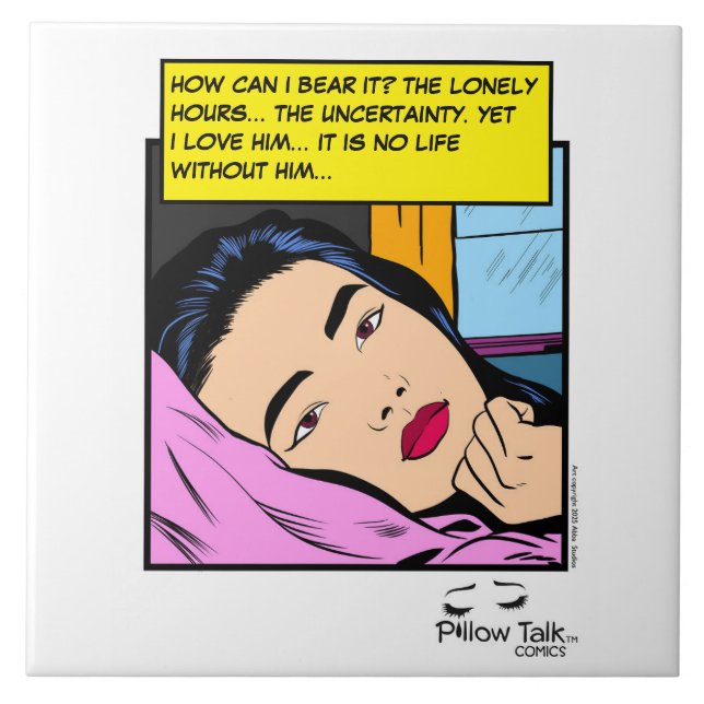 Lonely Hours Vintage Romance Comic Art Ceramic Tile (Front)