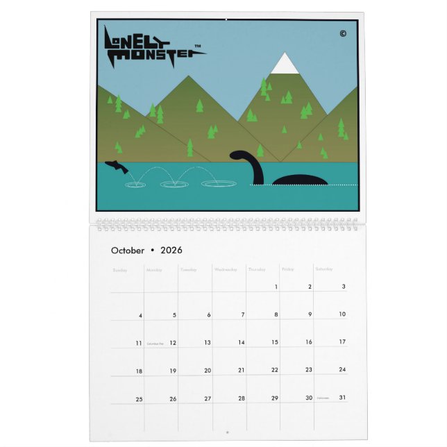 Lonely Monster Cartoon Calendar (Two Page) (Oct 2026)