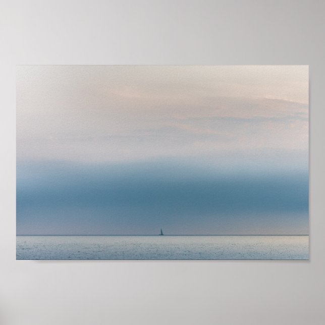 Lonely Sailing Boat Seascape Photograph Poster (Front)