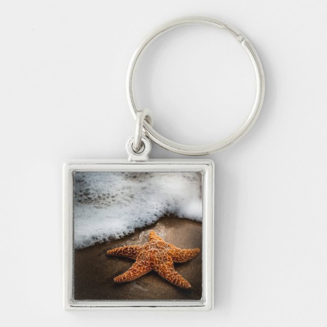Lonely Starfish On The Beach Key Ring (Front)