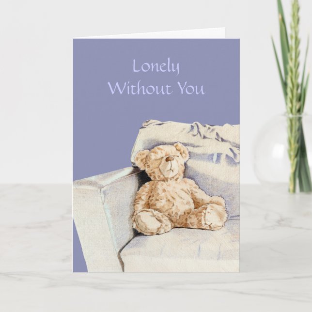 Lonely Teddy I Miss You Card (Front)