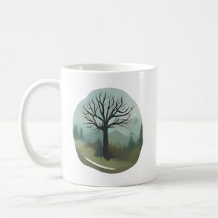 Lonely Tree in Misty Mountains Coffee Mug